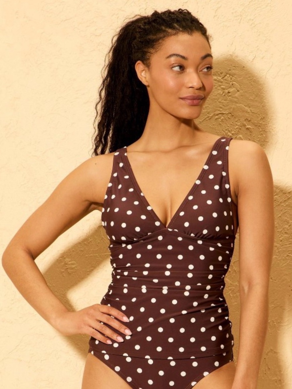 NWT Polka Dot Brown One-Piece Swimsuit